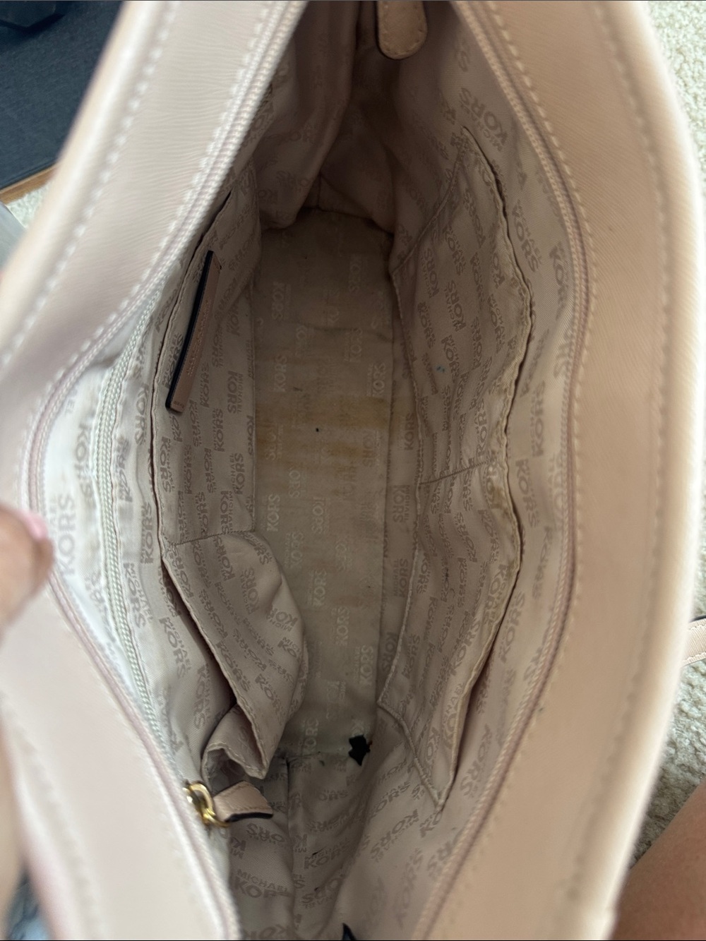 Michael Kors Pale Blush Leather Double-Handle Tote - Picture 10 of 14